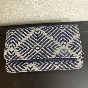 Thirty One Diamond Canvas Zip Around Wallet Jewell Blue Diamond Weave Clutch 31